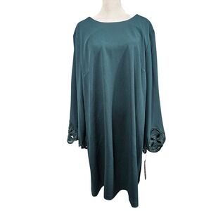 Clover and Sloane Eden Green Eyelet Lace Cuff Shift Dress XL Teal NWT